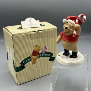 Vtg Disney Pooh & Friends Pooh Figurine Santa Wishing You the Sweetest Holiday..